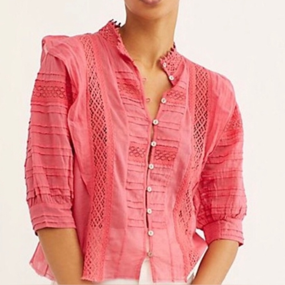 NEW Free People’s FP One Vintage Roselind Mix-media Eyelet, Crochet Pink…
